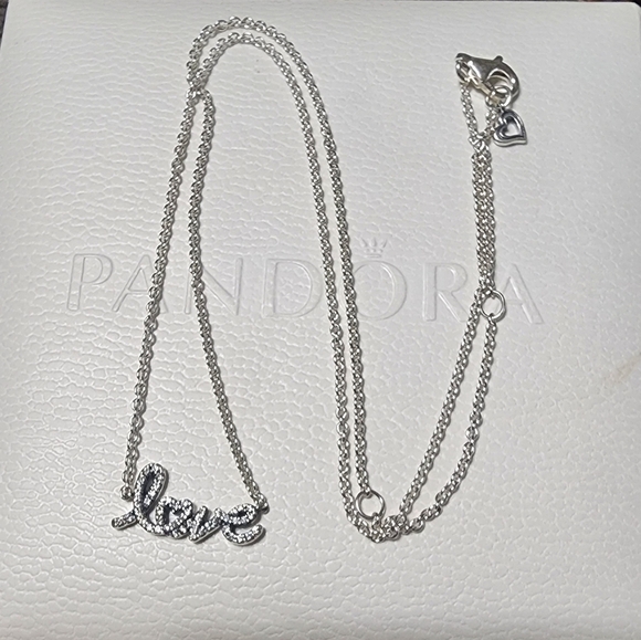 Pandora Sparkling Handwritten Love Collier Necklace - Picture 3 of 10